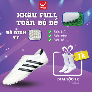  Giày Đá Bóng 3 Sọc Wika Chính Hãng Da Nhăn Cao Cấp Đã Khâu Full Toàn Bộ Đế 
