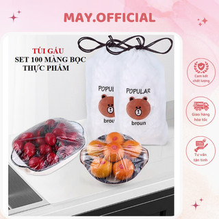 Màng bọc thực phẩm co giãn siêu dai có chun hình túi gấu set 100 chiếc