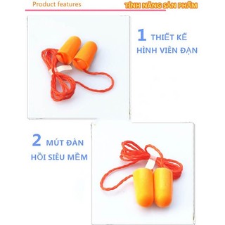 10 Nút bịt tai chống ồn cao cấp 3M 1110 có dây đeo, êm tai không đau nhức