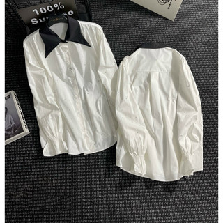 Sơmi đính đá blinh phối cổ đen @empinkclothing