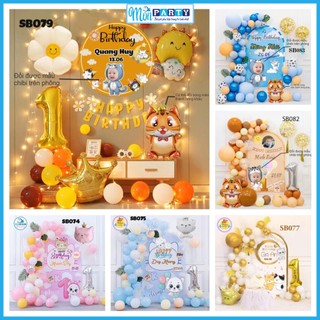 Set trang trí sinh nhật cho bé trai bé gái tuổi mèo kèm phông background sinh nhật in tên bé sinh nhật cho bé thôi nôi