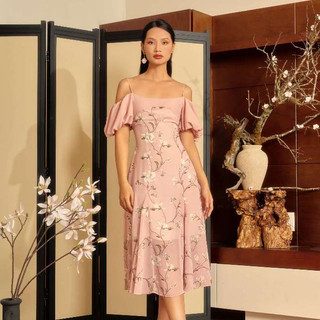 Graphé - michelle dress/đầm voan hoa tay phồng