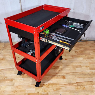 Xe đẩy dụng cụ đồ nghề 3 tầng có ngăn kéo sơn tĩnh điện kt 80x44x90cm
