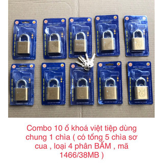 Combo 10 ổ khoá việt tiệp dùng chung 1 chìa