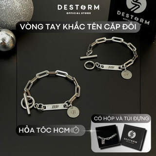 Hỏa Tốc HCM- Vòng Tay Đôi Destorm Lovy Bracelet Nam Nữ, Vòng Tay Thép Không Gỉ Khắc Tên Theo Yêu Cầu, Có Hộp Và Túi Đựng