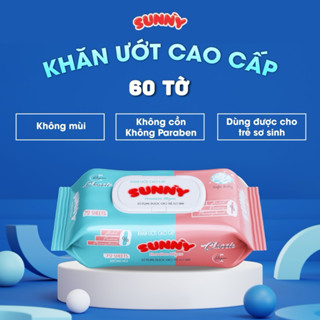 Khăn ướt Sunny 60 tờ - 100% vải tự nhiên