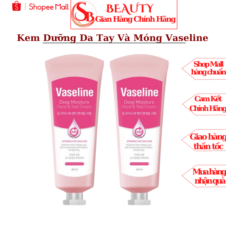 Kem Dưỡng Da Tay Và Móng Vaseline Deep Moisture Bản Hàn Quốc 60ml