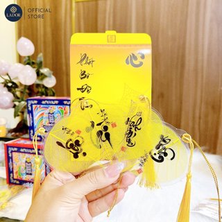 Lá Bồ Đề Viết Thư Pháp Loại Cao Cấp Ép Plastic - Lộc Tài Hạnh Phúc Thuận Buồn Xuôi Gió Lador