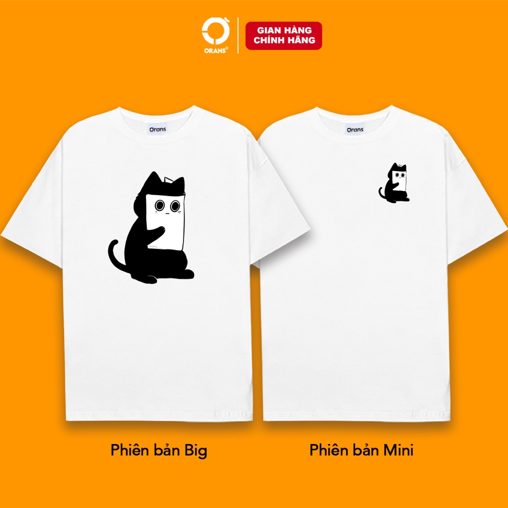 Áo thun Orans Meow nhìn trộm Classic chất cotton 4C fullbox - Orans basic
