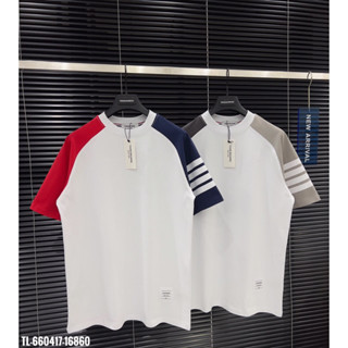 Áo Thun Thom Browne 4 Sọc Phối Màu Đỏ Xanh Hot Hit 2024, Áo Cộc Thom Trend 2024 Nam Nữ Chất Thun Thoáng Mát