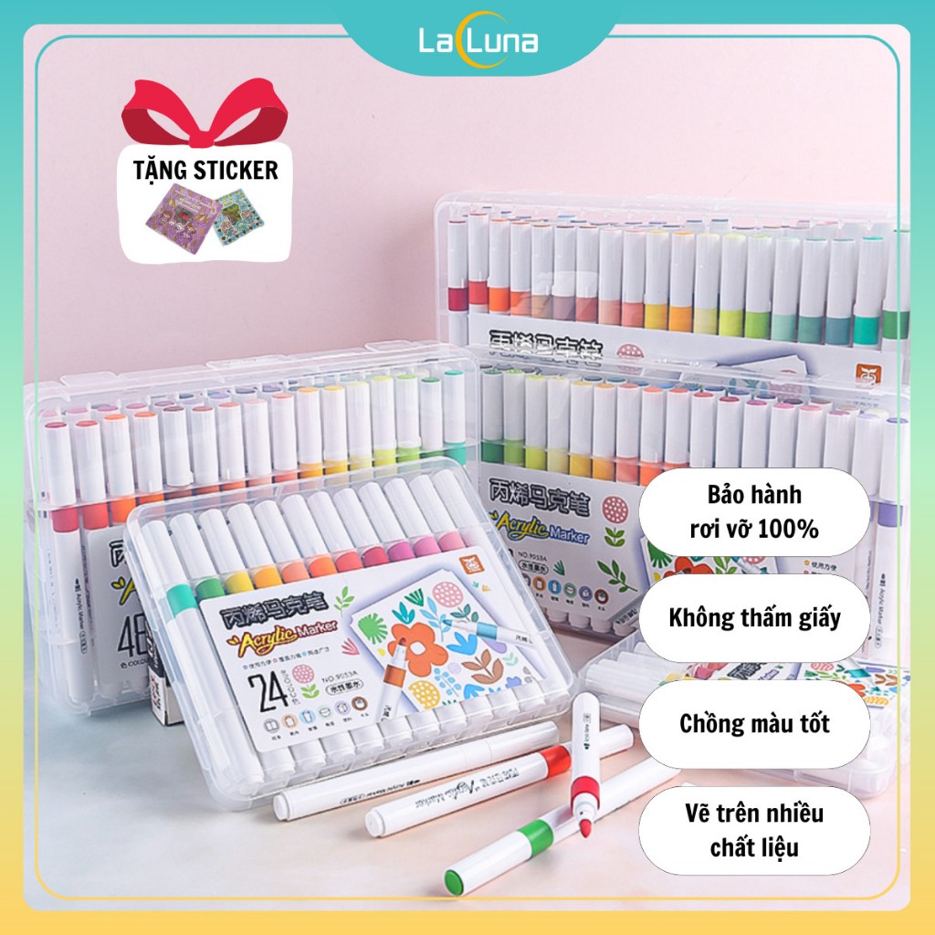 Bút màu 80 Acrylic Marker bản mới vẽ áo, giầy, thủy tinh nhiều chất liệu sơn tường B196