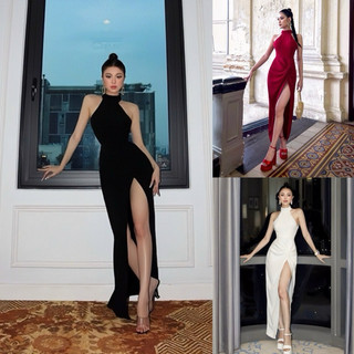 SIZE>58KG ĐÂMF DẠ HỘI CỔ YẾM KHOÉT LƯNG