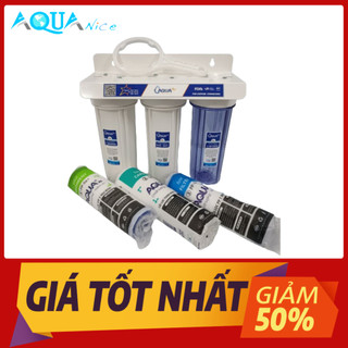  Bộ Lọc Nước Đầu Nguồn - 3 Cốc Lọc 10 inch Ren 21- Kèm Giá + Bộ Lõi Lọc + Tay Vặn Cốc  Không Kèm Cút 2 Đầu  