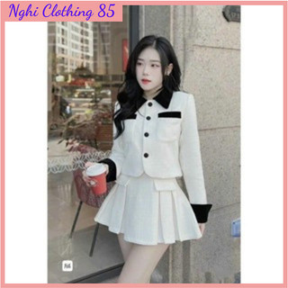 [Hàng 2 lớp] Sét dạ nữ áo dạ kèm chân váy xếp ly dáng xòe From đẹp chuẩn - Nghiclothings85
