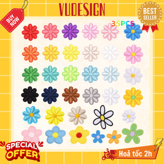 Sticker dán vải, sticker ủi thêu quần áo, balo, túi, mũ hoa cúc nhiều màu daisy vudesign