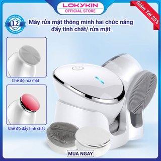 Máy rửa mặt 3 trong 1 Lokykin kiêm máy đẩy tinh chất massage mặt thiết kế tiện lợi chống nước