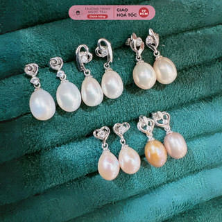 Bông tai bạc 925 đính hạt ngọc trai giọt nước 9ly kiểu dáng sang trọng - ngọc trai trường thịnh