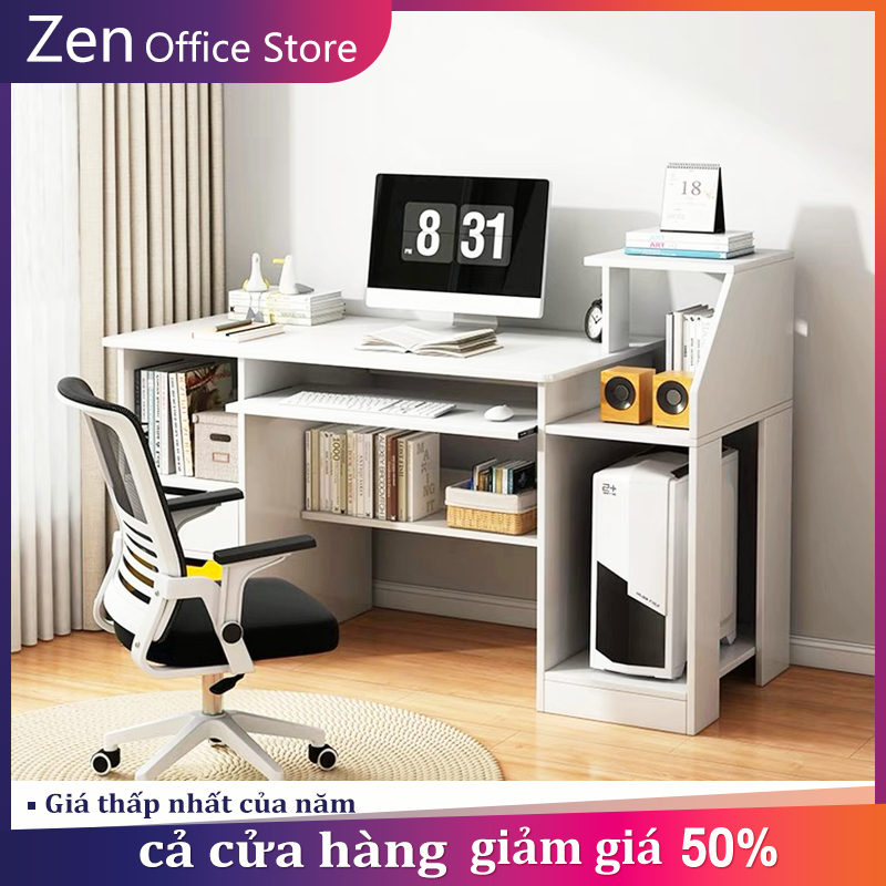 ZEN Bàn làm việc thông minh kèm kệ sách gỗ MDF phủ melamin chống xước