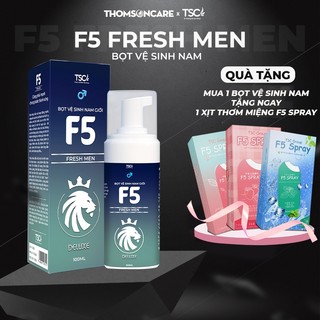Dung dịch vệ sinh nam F5 (Mua 1 DDVS nam giới tặng 1 xịt thơm miệng F5) combo quà tặng quà valentine, bọt rửa vùng kín