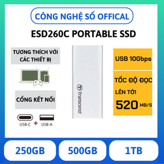 Ổ cứng di động external ssd transcend esd260c usb 3.1 gen2 type-c 250g/500g/1t