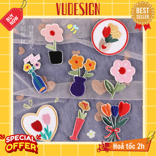Sticker Dán Vải, Ủi Thêu Quần Áo, Balo, Túi, Mũ Hình Bình Hoa Cỏ 3 Lá Bó Hoa Tulip Tặng Cô Tặng Mẹ Mom Mother Vudesign