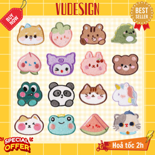 Sticker Dán Vải, Sticker Ủi Thêu Quần Áo, Balo, Túi, Mũ Nhiều Con Vật Dễ Thương Đánh Dấu Đồng Phục cho Bé Vudesign