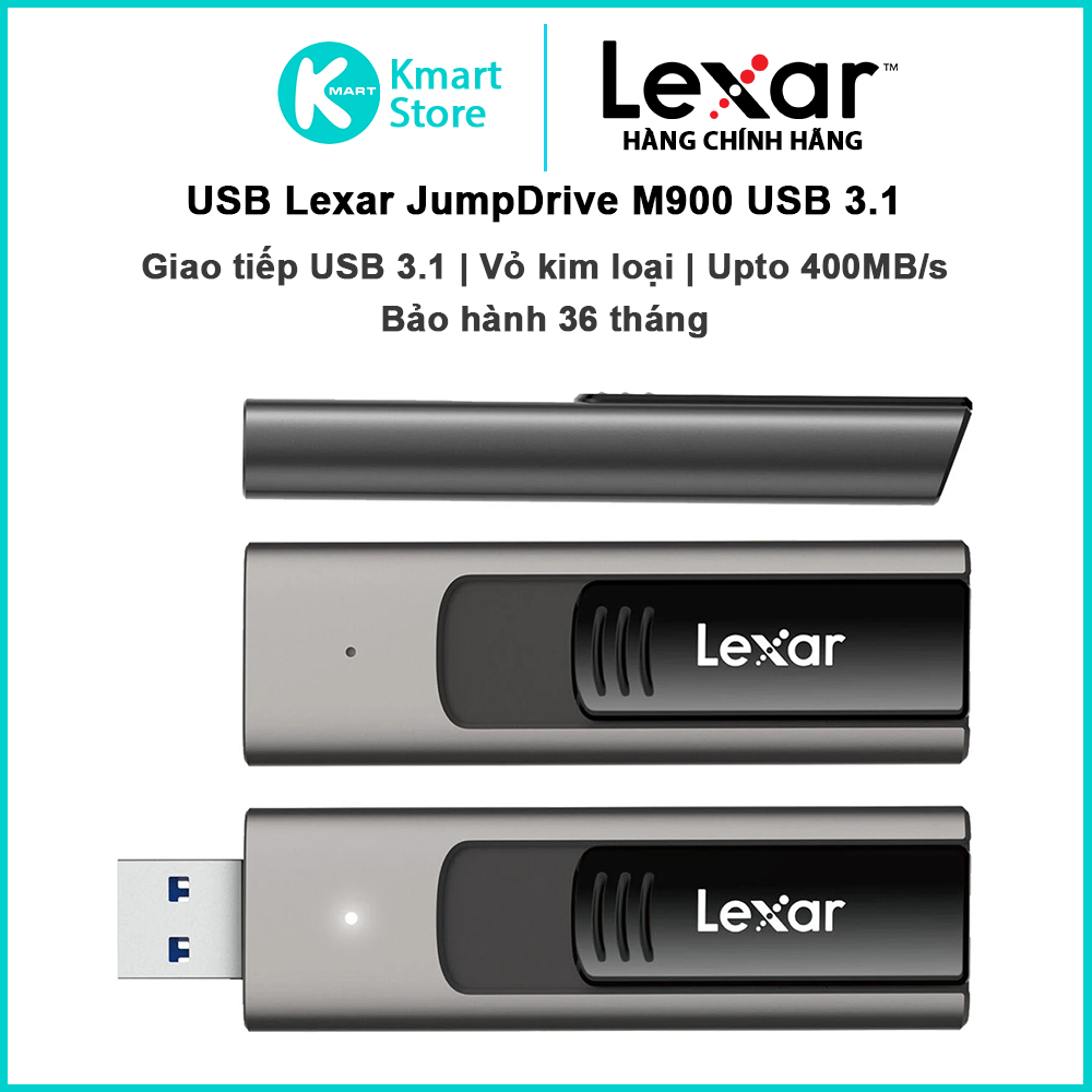 USB 3.1 Lexar JumpDrive M900 | Tốc độ truyền tải Upto 400MB/s | Vỏ kim loại | Chuẩn giao tiếp USB 3.1 | Bảo hành 3 năm