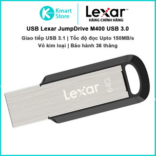 USB 3.0 Lexar JumpDrive M400 | Tốc độ đọc Upto 150MB/s | Vỏ kim loại | Chuẩn giao tiếp USB 3.0 | Bảo hành 3 năm