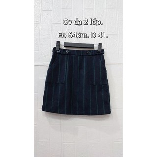 Chân váy dạ 2 lớp nữ eo 64cm, dài 41cm và eo 68cm.