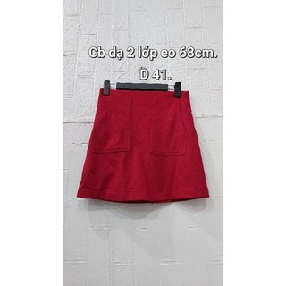 Chân váy dạ 2 lớp nữ eo 64cm, dài 41cm và eo 68cm.