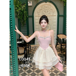 ( hàng có sẵn ) Đầm công chúa màu Hồng đính đá phong cách Pháp L0041 ( hàng Quảng Châu)