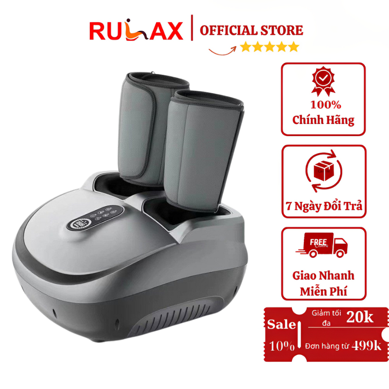 Máy Massage Chân Rulax Có Túi Khí, Massage Bi Xoay Nhiệt Hồng Ngoại 4D Tăng Cường Tuần Hoàn Mạch Máu