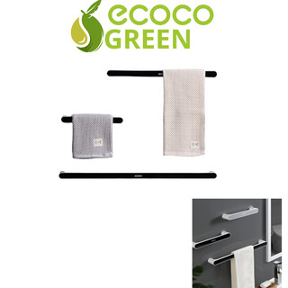Thanh Treo Khăn Nhà Tắm Dán Tường ECOCO Không Cần Khoan Đục , Giá Treo Khăn Đơn Giản Với 2 Màu Xám Và Đen