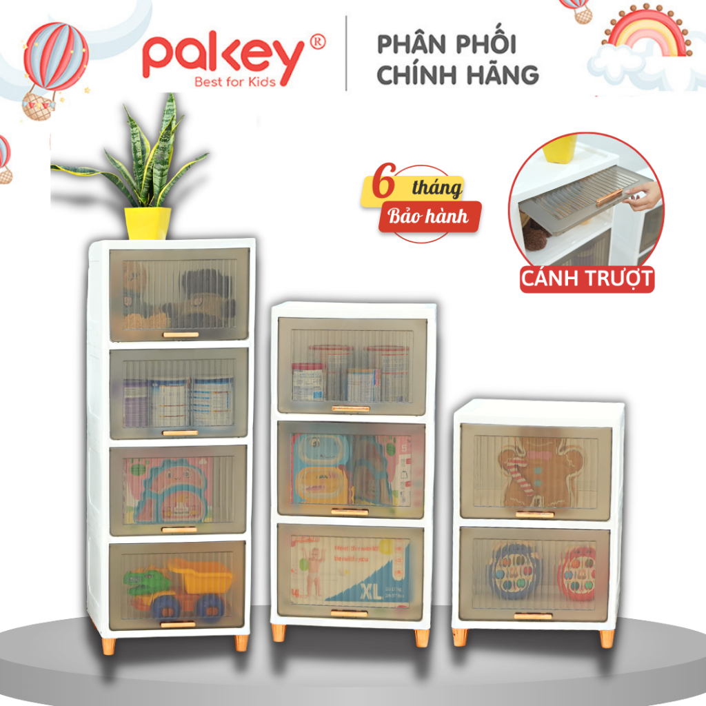 Tủ đựng đồ đa năng PAKEY cánh trượt hiện đại, tủ nhựa trong hottrend 4,3,2 tầng dễ lắp đặt, bảo hành 6 tháng - HX001