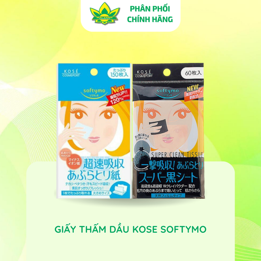 [Hàng chính hãng] Giấy Thấm Dầu Kose Softymo 60 miếng