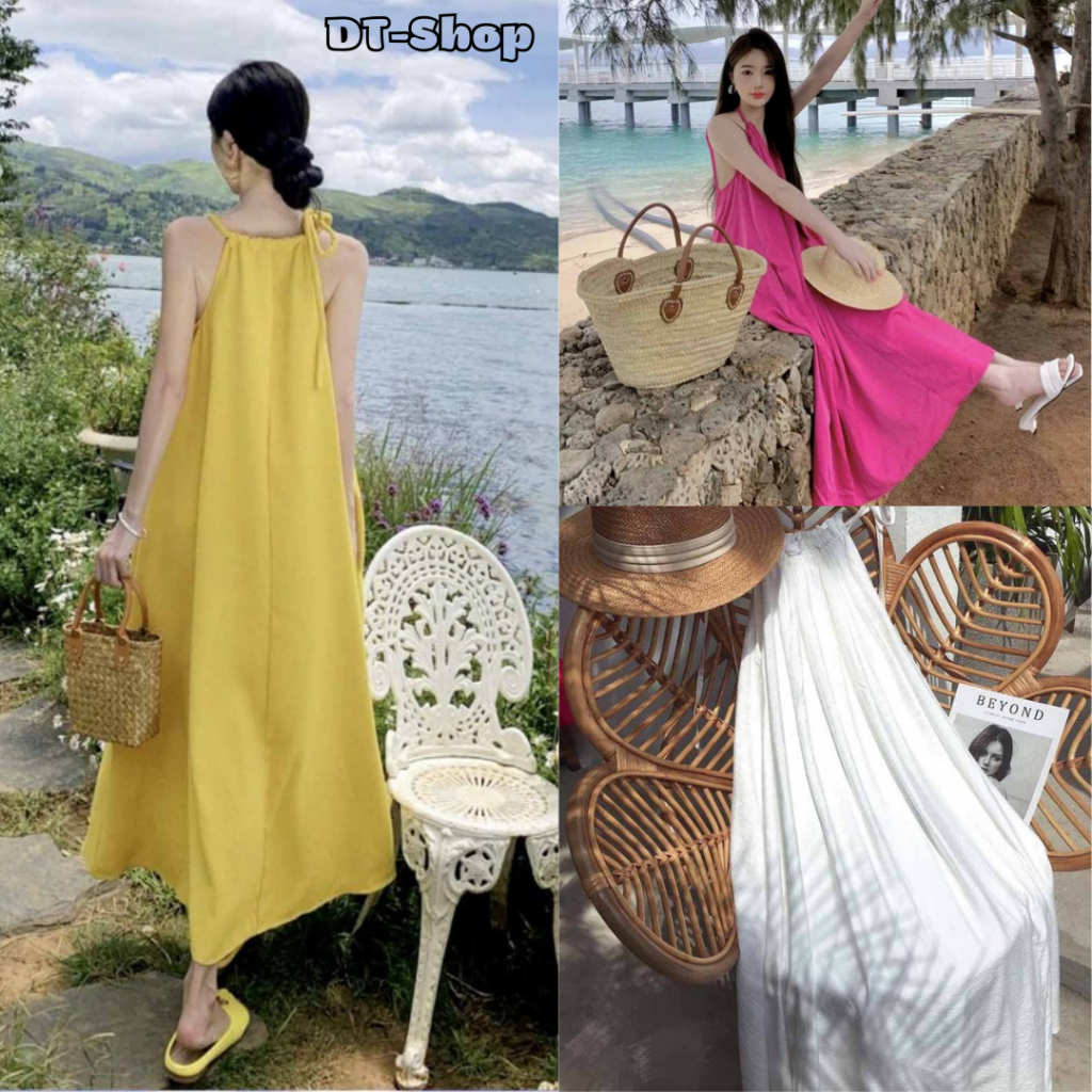 ĐẦM ĐŨI NƠ VÁY SUÔNG 2 DAY CHẤT ĐŨI THÁI CÓ LÓT TRONG KIỂU DÁNG BASIC D0