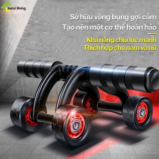 Con lăn tập bụng 4 bánh BUNA, ab roller tập cơ bụng, tập gym cao cấp, Con lăn tập bụng