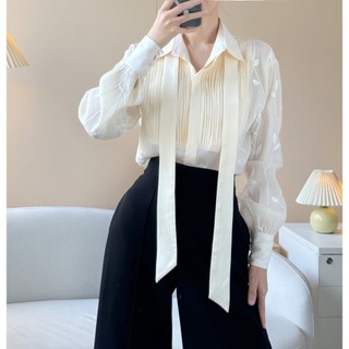 Sò vintage - hana áo sơ mi thêu nổi kèm dây cột
