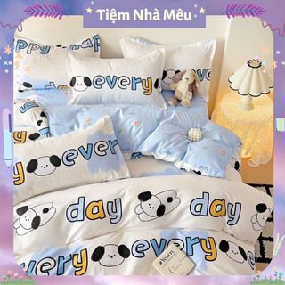 Bộ 4 Món Vỏ Chăn Ga Gối Cotton 3D Bền Bỉ Mềm Mại Nhiều Mẫu Mã Freesize Cao Cấp Khẩu Tiệm Nhà Mêu