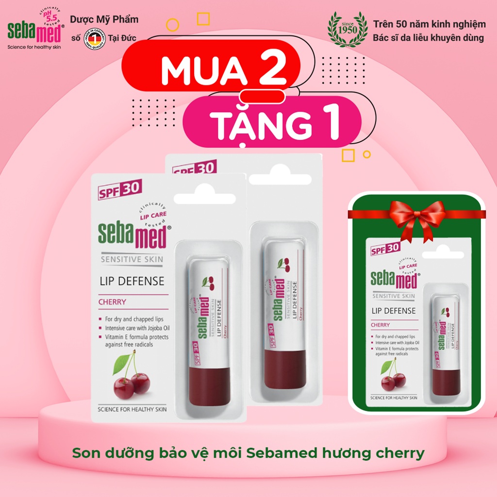 [Mua 2 tặng 1]Son dưỡng bảo vệ, chống khô và chống nứt môi hương Cherry Sebamed Sensitive Skin Lip Defense Cherry (4.8g)
