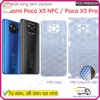 Miếng dán mặt lưng skin carbon Xiaomi Poco X3 NFC / Poco X3 pro trong, đen