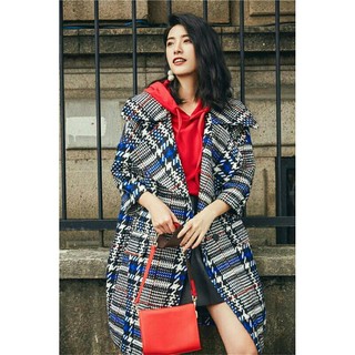 Áo măng tô dạ tweed dệt ziczac phiên bản cao cấp