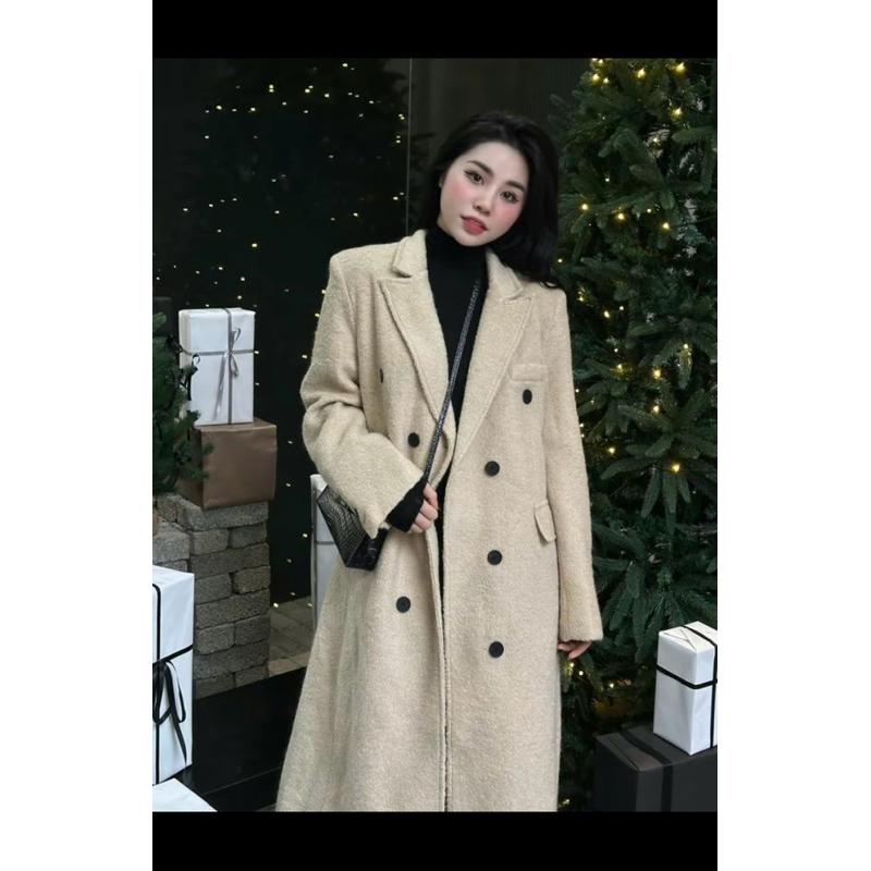 Pass Áo măng tô dạ dáng dài, form chuẩn đẹp như ảnh mẫu mặc, hàng thiết kế Linh Hoàng boutique