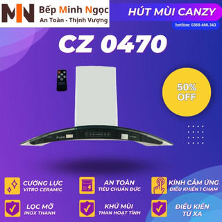 Máy hút mùi Canzy CZ 0470 máy hút khói kính cong cao cấp thiết kế hiện đại khử mùi hiệu quả công nghệ Đức BH 3 năm