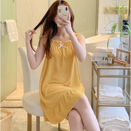 Váy ngủ mặc nhà nữ trơn xinh xắn MS2051   Đầm ngủ nữ   Đồ mặc nhà