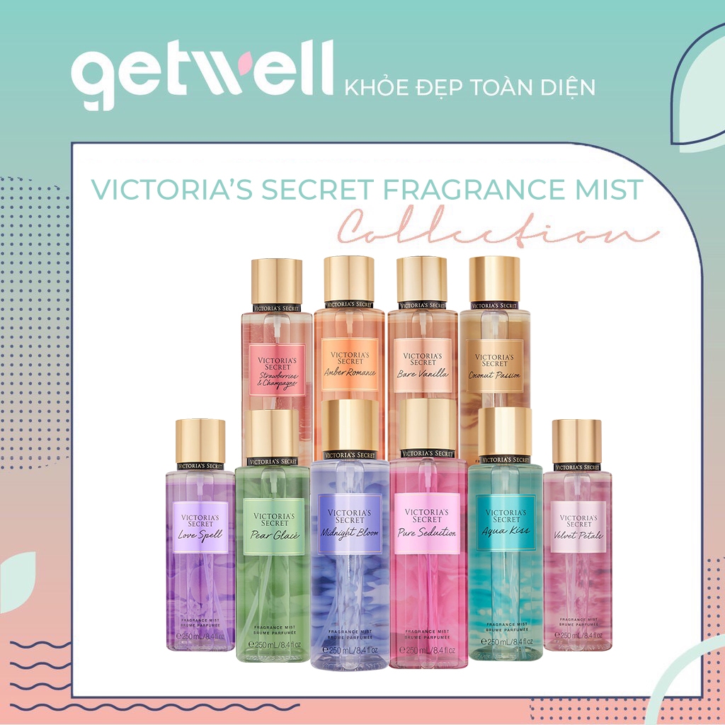 Mẫu Thử Xịt Thơm Victoria’s Secret Amber Romance Pure Seduction Bare Vanilla Aqua Kiss Velvet Petals Love Spell