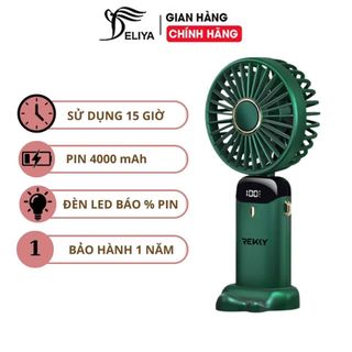 Quạt mini cầm tay REKKY nhỏ gọn tiện lợi, phù hợp mang đi du lịch, có dây đeo, dung lượng pin lớn - DELIYA