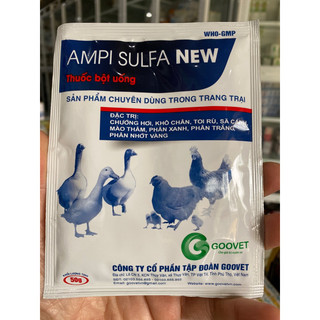 Ampi sulfa new goovet. chướng hơi, khô chân, xã cánh, xù lông, mào thâm...trên gia cầm