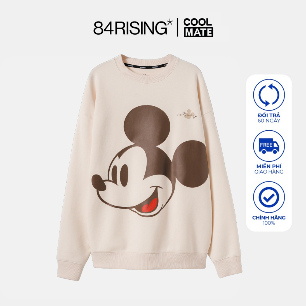 Áo Disney nỉ oversize 84RISING Mickey icon màu Be