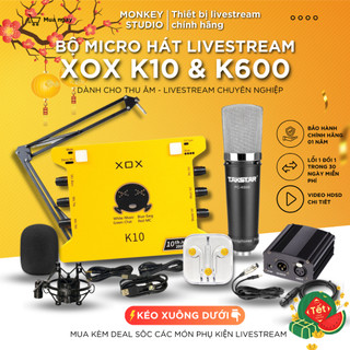 Mic thu âm | micro livestream soundcard xox k10 2020 & mic takstar k600 hát karaoke, monkey studio